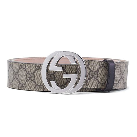 Gucci Belt GG Supreme Interlocking G Buckle 1.5W Beige 